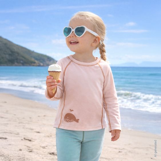 LaLoona Bade-Set Shirt & Leggings mit UV-Schutz - Wal - Rosé / Hellgrün - Gr. 98