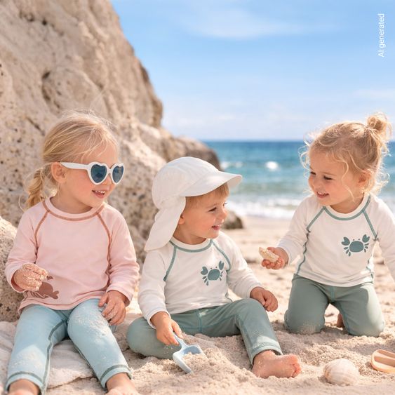 LaLoona Bade-Set Shirt & Leggings mit UV-Schutz - Wal - Rosé / Hellgrün - Gr. 98