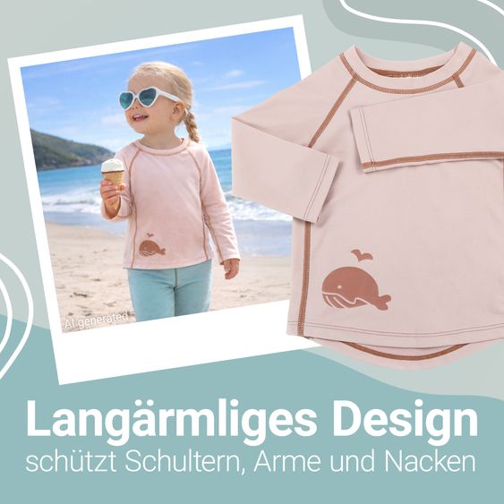 LaLoona Bade-Shirt mit UV-Schutz - Wal - Rosé - Gr. 98