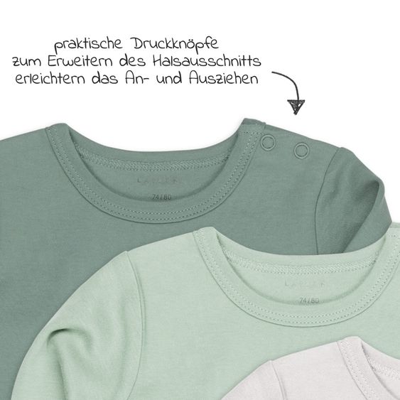 LaLoona Body Manica Lunga 3 Pack - Verde - Taglia 86/92