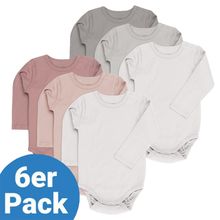 Body Langarm 6er Pack - Beere Grau - Gr. 86/92