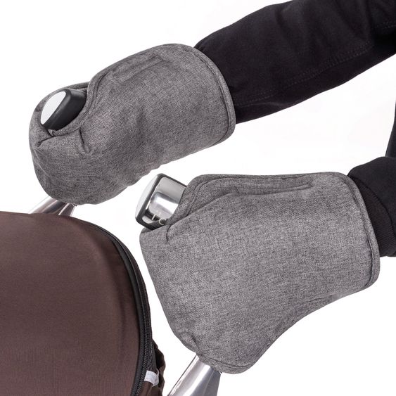 LaLoona Deluxe Gloves / Hand Warmer for Strollers & Buggies with 2 Handles - Melange Gray