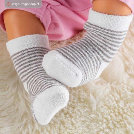 LaLoona First socks 6-pack baby socks, 3 pairs with turn-up, 3 pairs without turn-up - size 0 - 3 months - natural