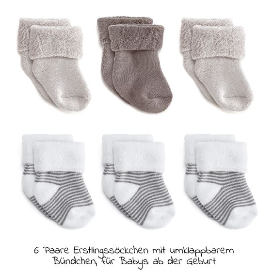 LaLoona Erstlingssocken 6er Pack Baby Söckchen mit Umschlag - Gr. 0 - 3 Monate - Natur