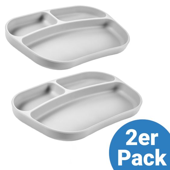 MiaMia Eating silicone plates 2 pack - Grey