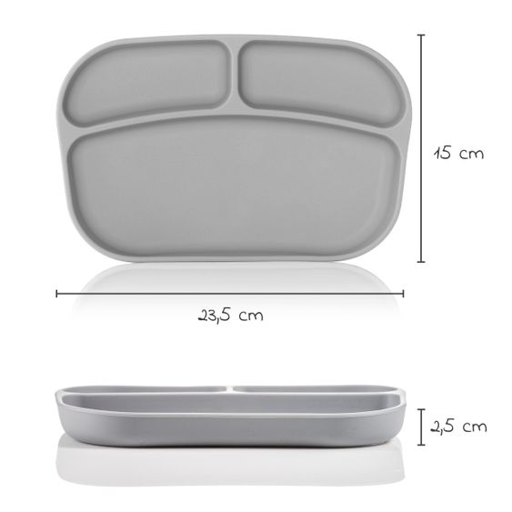 MiaMia Eating silicone plates 2 pack - Grey