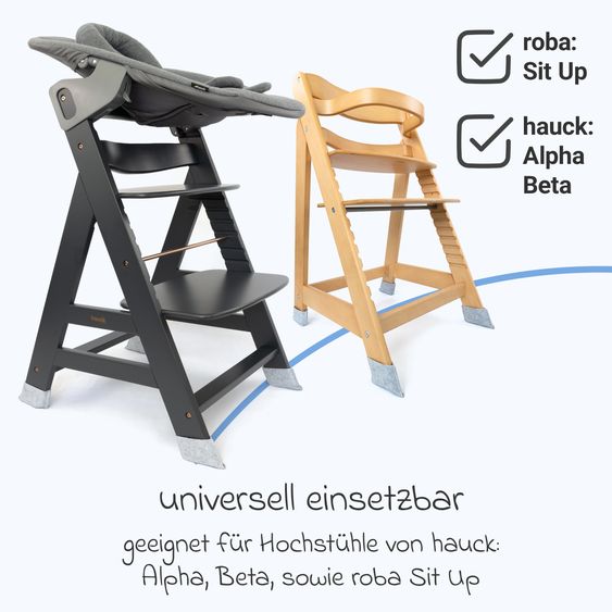 LaLoona Felt glides for highchairs 4-pack - suitable for Hauck Alpha, Beta and Roba Sit Up - gray