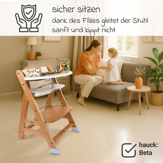 LaLoona Felt glides for highchairs 4-pack - suitable for Hauck Alpha, Beta and Roba Sit Up - gray