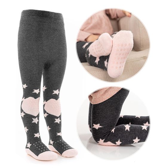 LaLoona Krabbelstrumpfhose - Sterne Rose - Gr. 74/80