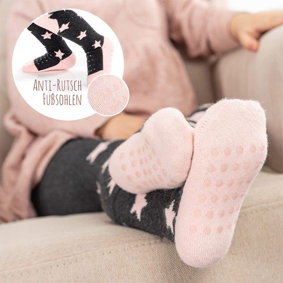 LaLoona Krabbelstrumpfhose - Sterne Rose - Gr. 74/80