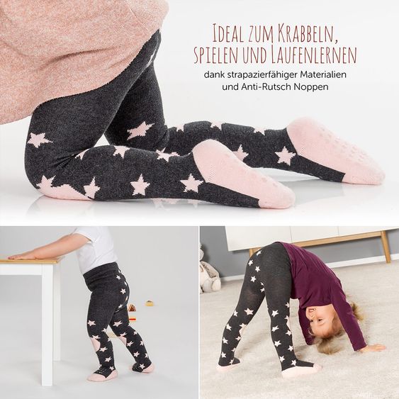 LaLoona Krabbelstrumpfhose - Sterne Rose - Gr. 74/80