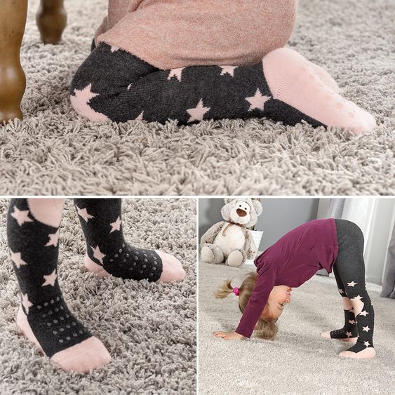 LaLoona Krabbelstrumpfhose - Sterne Rose - Gr. 74/80