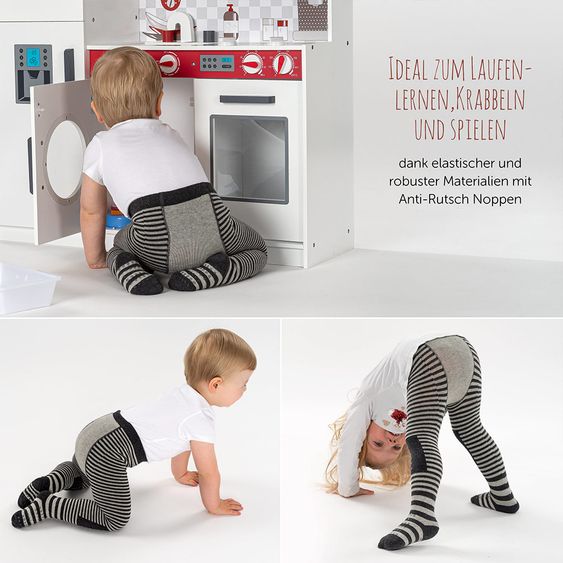 LaLoona Krabbelstrumpfhose - Streifen Grau - Gr. 74/80