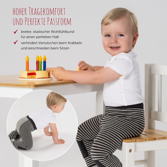 LaLoona Krabbelstrumpfhose - Streifen Grau - Gr. 74/80