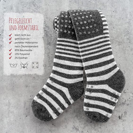 LaLoona Krabbelstrumpfhose - Streifen Grau - Gr. 74/80