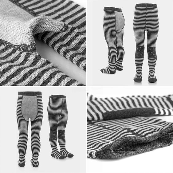 LaLoona Krabbelstrumpfhose - Streifen Grau - Gr. 74/80