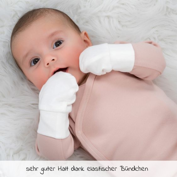 LaLoona Scratch mittens 3 pairs baby - White