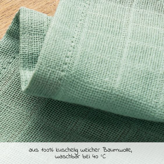 LaLoona Pannolini di garza / panni di mussola / panni per il ruttino OEKO-TEX® confezione da 3 pezzi 70 x 70 cm - Verde