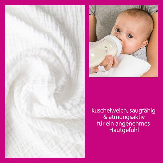 LaLoona Muslin diapers / muslin cloths / burp cloths 10 pack 80 x 80 cm - white