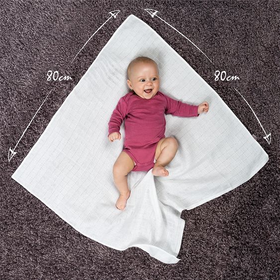 LaLoona Muslin diapers / muslin cloths / burp cloths 10 pack 80 x 80 cm - white