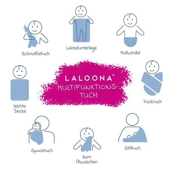 LaLoona Muslin diapers / muslin cloths / burp cloths 10 pack 80 x 80 cm - white