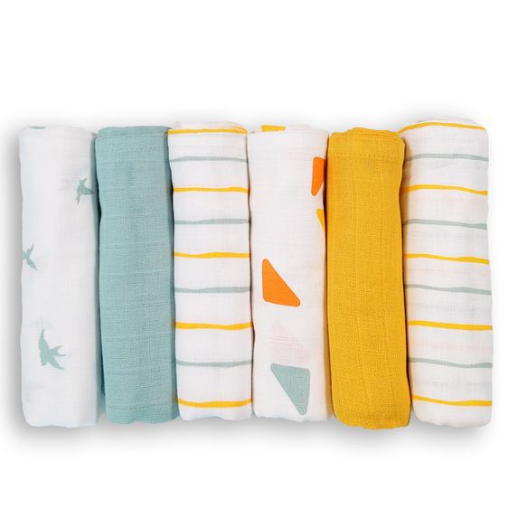 LaLoona Muslin diapers / muslin cloths / burp cloths OEKO-TEX® 6-pack 70 x 70 cm - Yellow Green