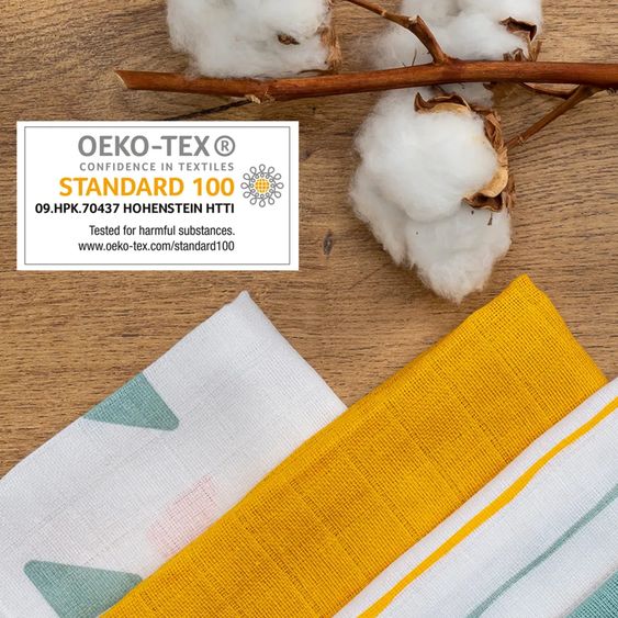 LaLoona Gauze diapers / muslin cloths / burp cloths OEKO-TEX® 9 pack 70 x 70 cm - Yellow Green