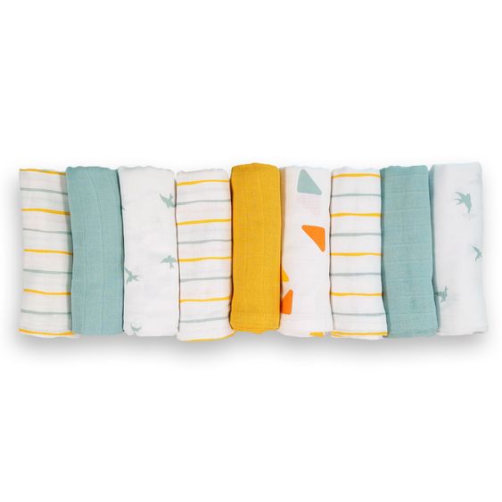 LaLoona Gauze diapers / gauze cloths / burp cloths OEKO-TEX® 9 pack 70 x 70 cm - Green Yellow