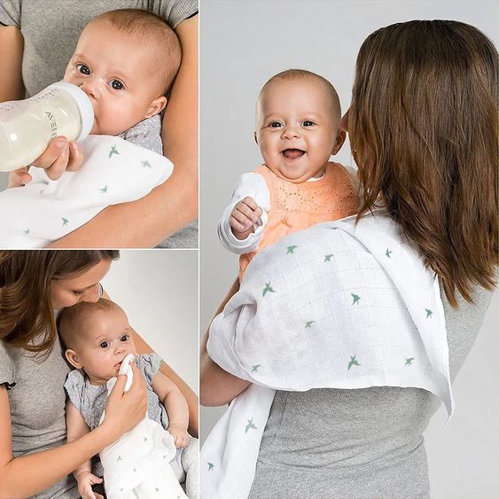 LaLoona Gauze diapers / gauze cloths / burp cloths OEKO-TEX® 9 pack 70 x 70 cm - Green Yellow