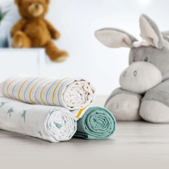 LaLoona Gauze diapers / gauze cloths / burp cloths OEKO-TEX® 9 pack 70 x 70 cm - Green Yellow