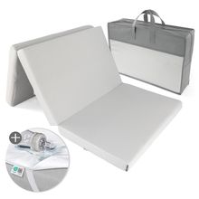 Travel Cot Mattress Set - Mattress & waterproof cover - Grey