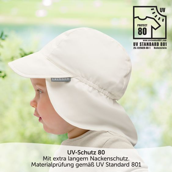 LaLoona Peaked cap with neck protection UPF 80 - Offwhite - Sizes 50-51