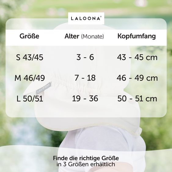 LaLoona Peaked cap with neck protection UPF 80 - Offwhite - Sizes 50-51