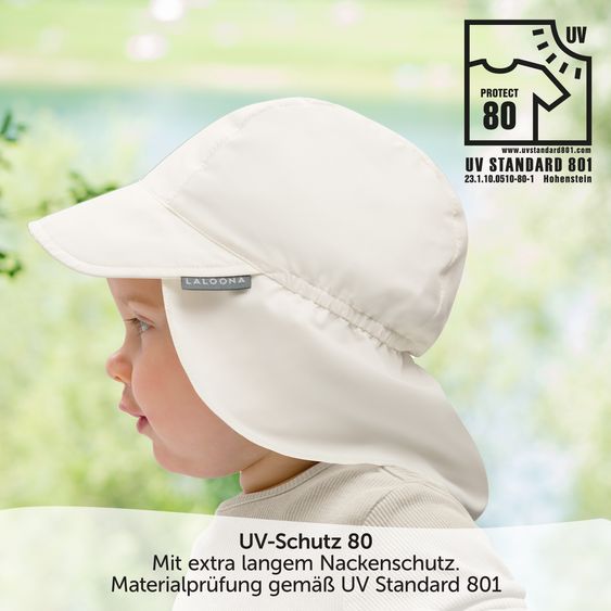 LaLoona Schirmmütze mit Nackenschutz UPF 80 - Offwhite - Gr. 50-51