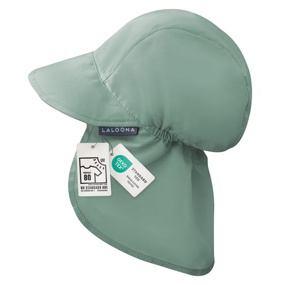 LaLoona Berretto con protezione del collo UPF 80 - Verde salvia - Taglie 46-49
