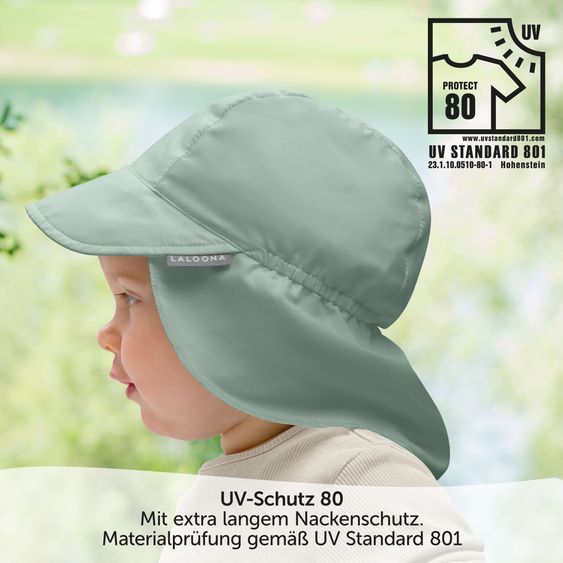 LaLoona Schirmmütze mit Nackenschutz UPF 80 - Salbeigrün - Gr. 46-49