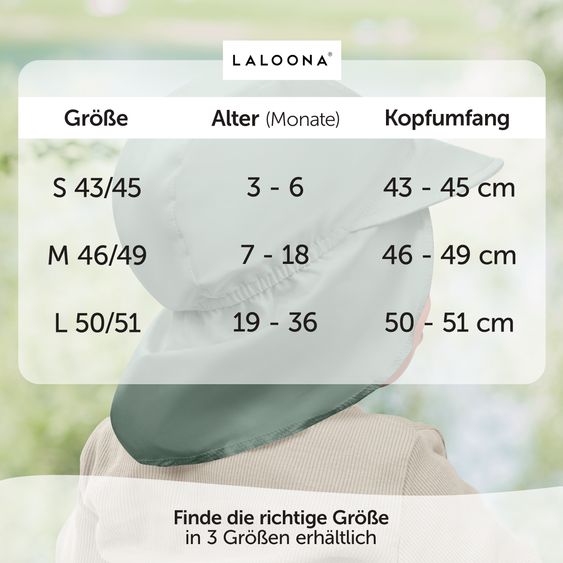 LaLoona Schirmmütze mit Nackenschutz UPF 80 - Salbeigrün - Gr. 50-51