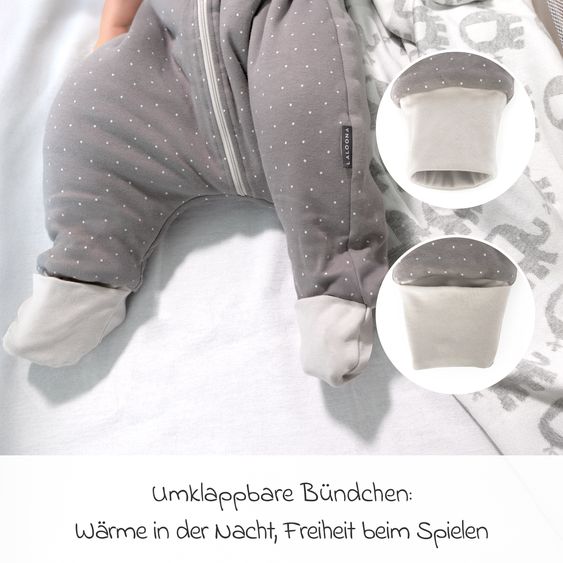 LaLoona Schlafsack mit Beinen wattiert - Dots - Taupe - Gr. 70 cm