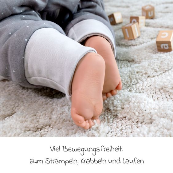 LaLoona Schlafsack mit Beinen wattiert - Dots - Taupe - Gr. 70 cm