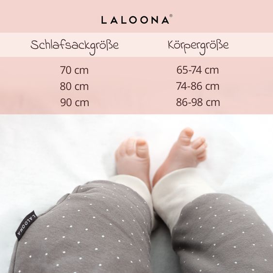LaLoona Schlafsack mit Beinen wattiert - Dots - Taupe - Gr. 70 cm