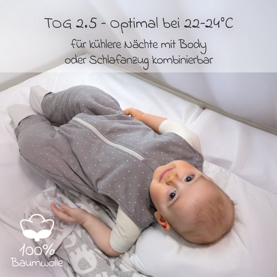 LaLoona Schlafsack mit Beinen wattiert - Dots - Taupe - Gr. 90 cm