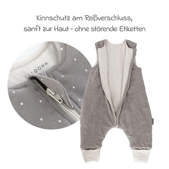 LaLoona Schlafsack mit Beinen wattiert - Dots - Taupe - Gr. 90 cm