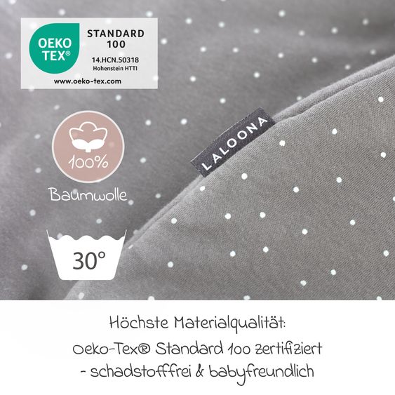 LaLoona Schlafsack mit Beinen wattiert - Dots - Taupe - Gr. 90 cm
