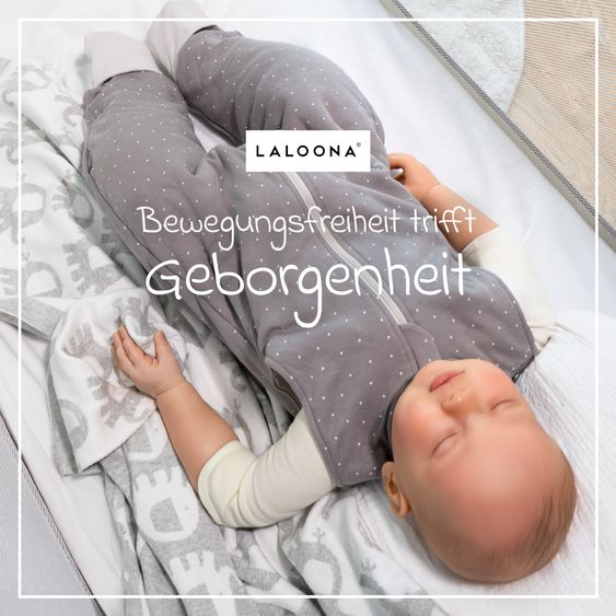LaLoona Schlafsack mit Beinen wattiert - Dots - Taupe - Gr. 90 cm
