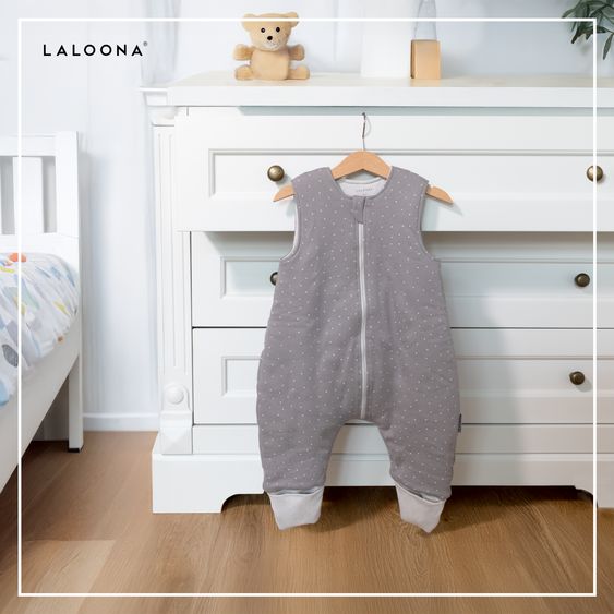 LaLoona Schlafsack mit Beinen wattiert - Dots - Taupe - Gr. 90 cm