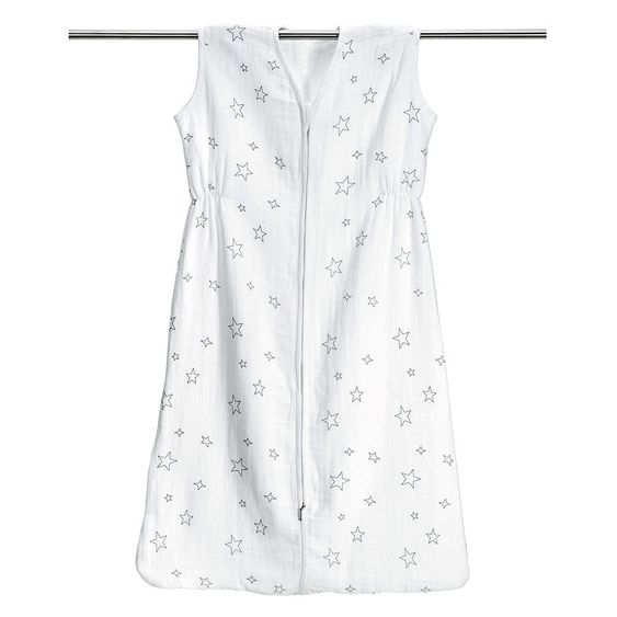 LaLoona Schlafsack Musselin - Stars Grau - Weiß - Gr. 90 cm