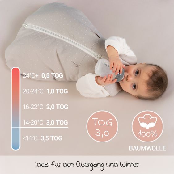 LaLoona Padded sleeping bag - Dots - Light Taupe - Size 62/68