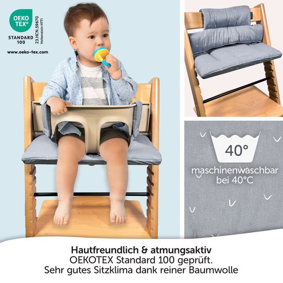 LaLoona Sitzkissen / Hochstuhlauflage für Stokke Tripp Trapp - Curves - Grau