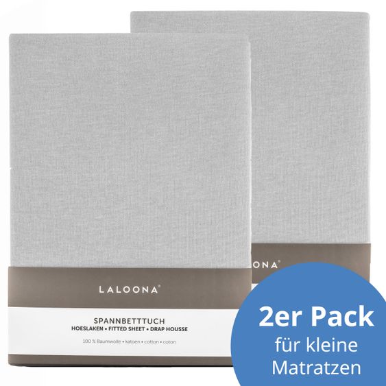 LaLoona Fitted sheet 2 pack for small mattresses 40 x 90 cm - Light gray