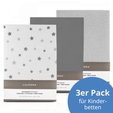 Lenzuolo a pieghe 3 Pack per lettino 60 x 120 / 70 x 140 cm - Stelle / Grigio / Grigio chiaro